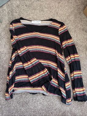 Vintage 2016core Gypsy Warrior Black Flare Long-Sleeve Knit with Stripes